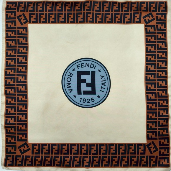 Fendi Gold and Brown Patterned Scarf - Picture 1 of 9